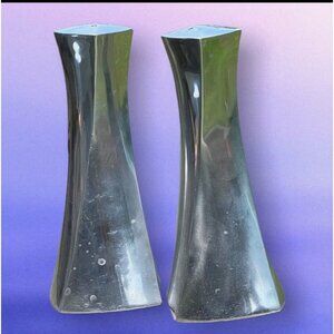 Lenox Chrome Metal Brutalist Salt and Pepper Shakers